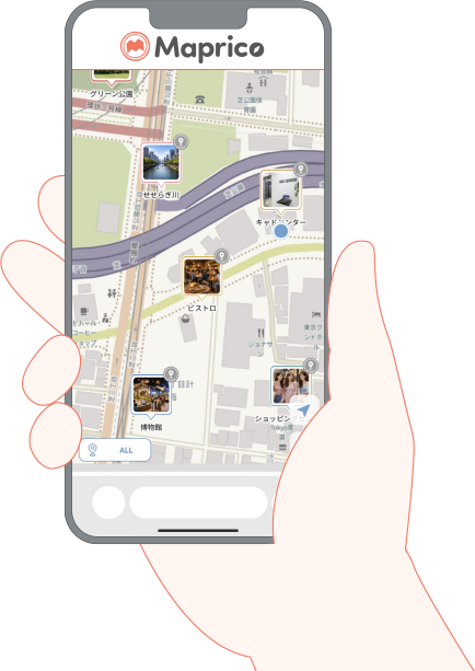 Maprico使用中のスマートフォンイメージイラスト