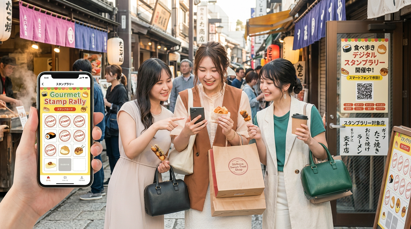 【飲食店街】食べ歩きを促進するグルメスタンプラリーの事例